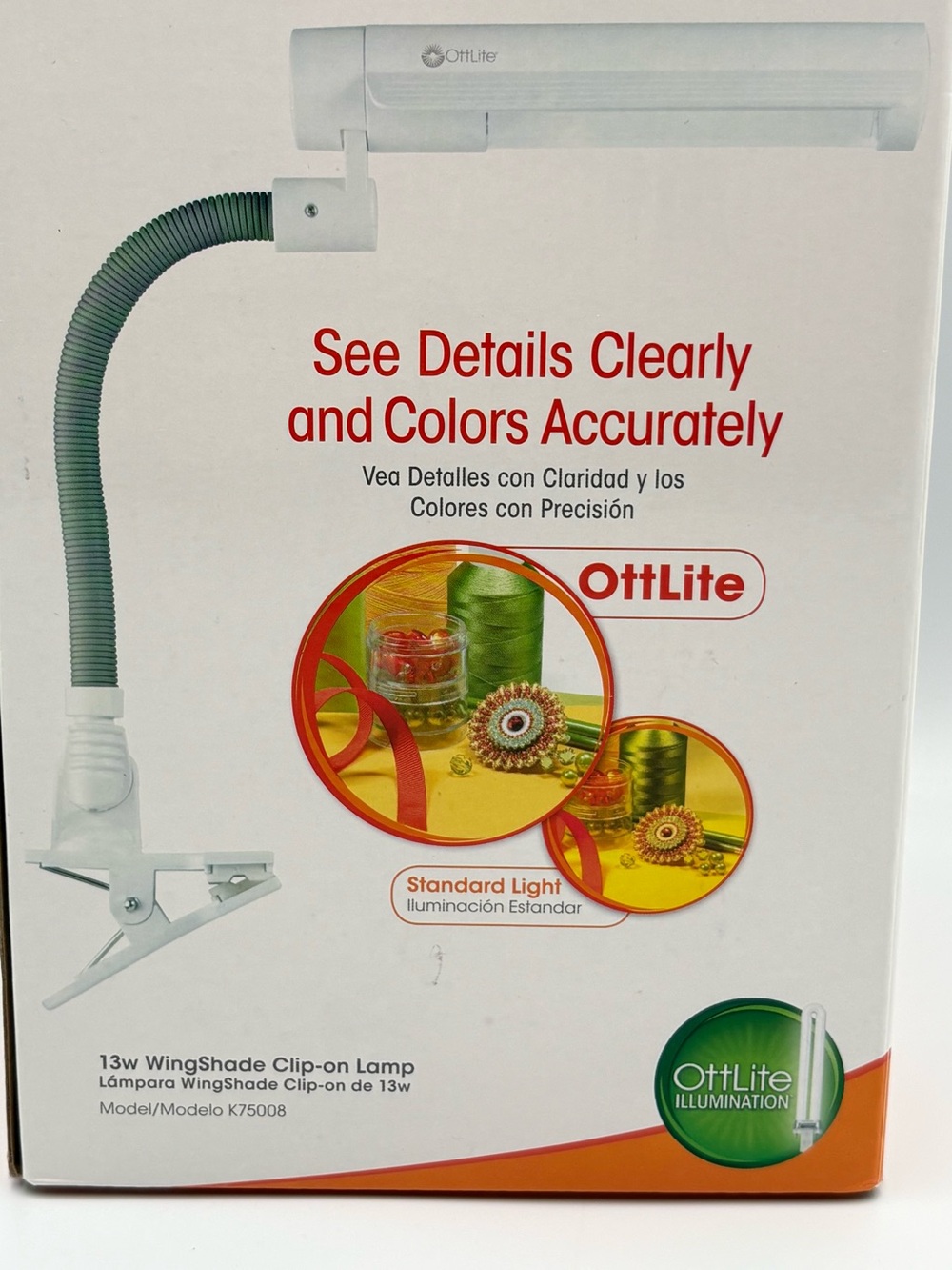 OTTLITE 13W Wing Shade Clip-on Table Lamp with Bulb NIB - Picture 3 of 7